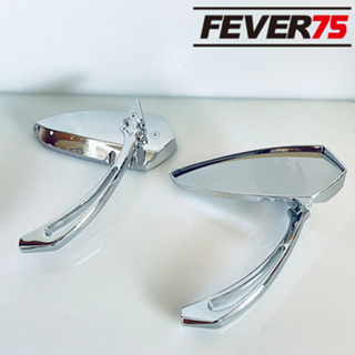 Fever75 哈雷CNC鋁合金後照鏡 歐式欄竿造型亮銀款