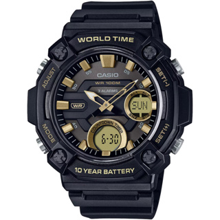 【CASIO】卡西歐 10年電力 冒險精神 計時雙顯錶-黑 AEQ-120W-9A 台灣卡西歐保固一年