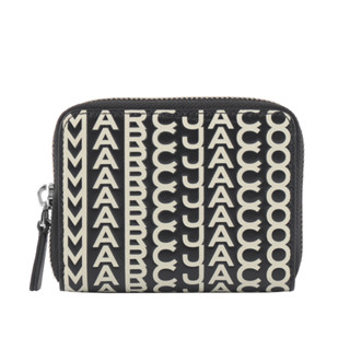 MARC JACOBS THE MONOGRAM 小羊皮滿版ㄇ拉鍊卡夾/零錢包(黑白色) S150L03FA22 005