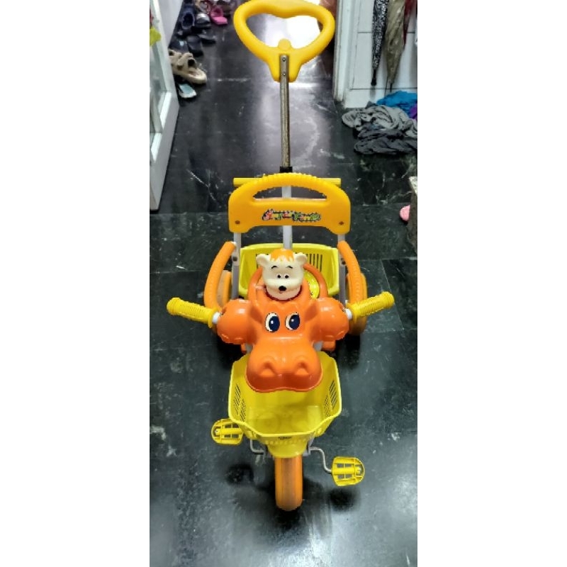 兒童 三輪車 腳踏車 多功能 親子後控可推騎 黃色 1200 只能面交