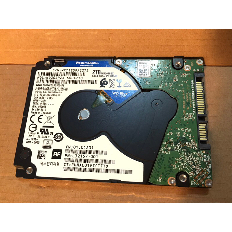 二手近全新WD藍標2.5吋筆電硬碟2TB 無壞軌，SATA 5400轉，台北面交