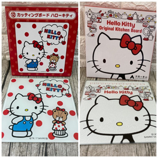 日本 正品 hello kitty 凱蒂貓 沾板 砧板 切菜板 隔熱墊 裝飾 擺飾 強化 玻璃 非賣品