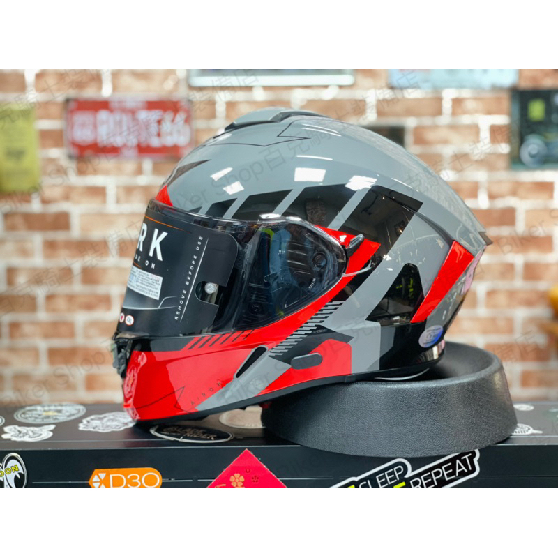 【Biker Shop】義大利AIROH SPARK 全罩安全帽 內墨鏡 公司貨 亞洲頭型 街車 跑車 通勤族 黑灰紅