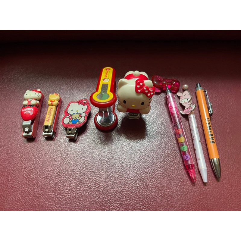 三麗鷗Snrio早期版 稀有釋出 Hello kitty 多年收藏 絕版 1987年指甲剪 原子筆 自動鉛筆 釘書機