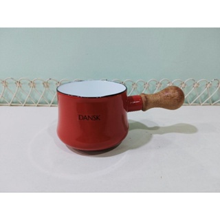 🍓 DANSK 木柄琺瑯 牛奶鍋 醬料鍋 (紅)