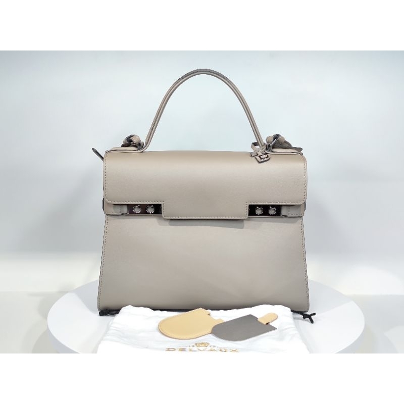 比利時品牌 Delvaux tempete MM 灰色 兩用包 95新