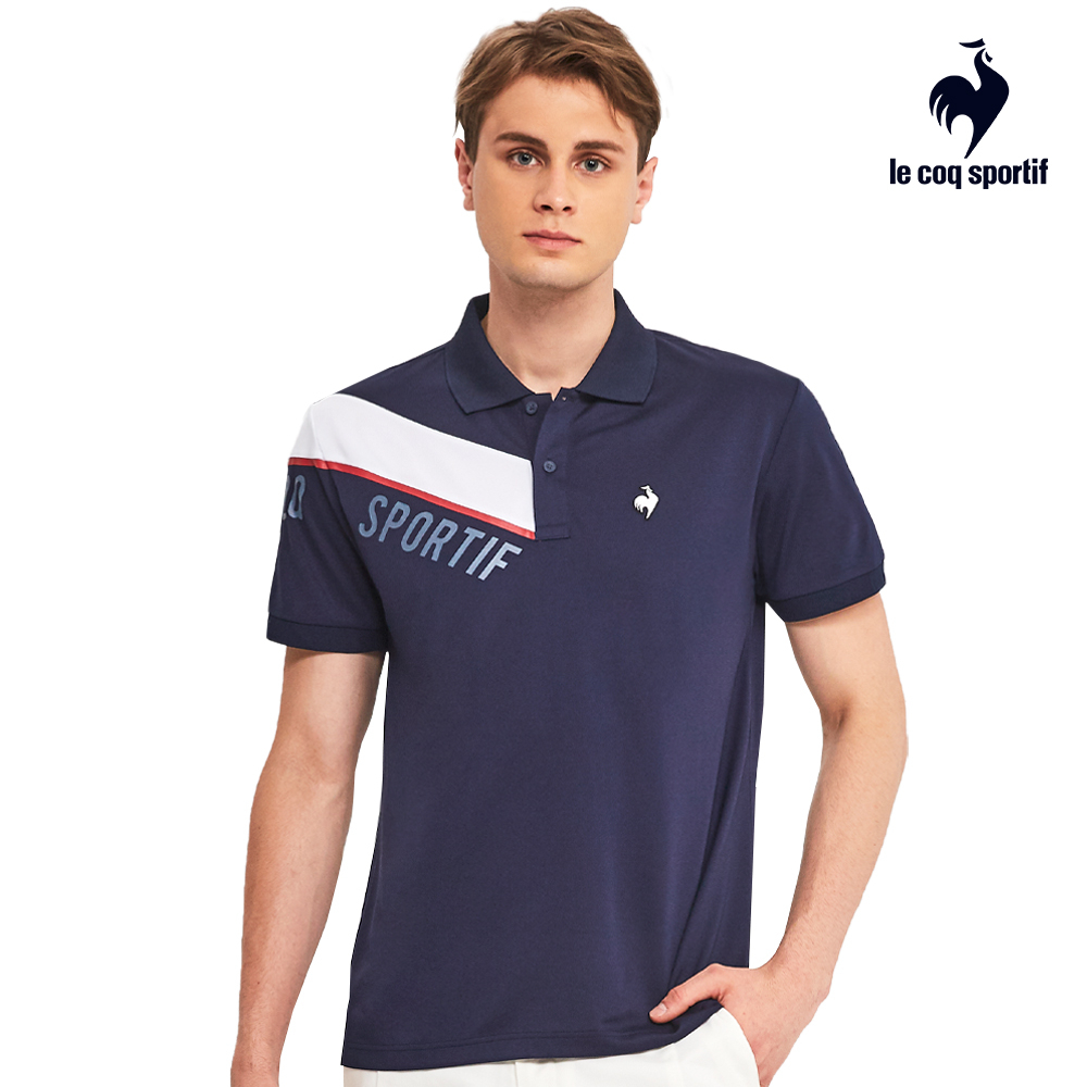 【LE COQ SPORTIF 法國公雞】排汗速乾運動Training短袖POLO衫-男款-藏青色-LWR21642