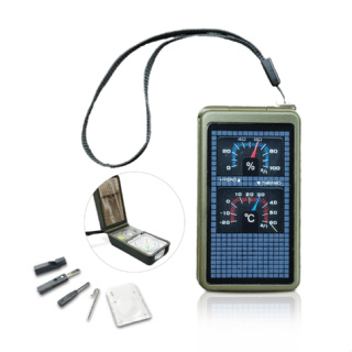 LED戶外多功能指南針緊急照明手電筒(T10)-夜光/溫度計/濕度計