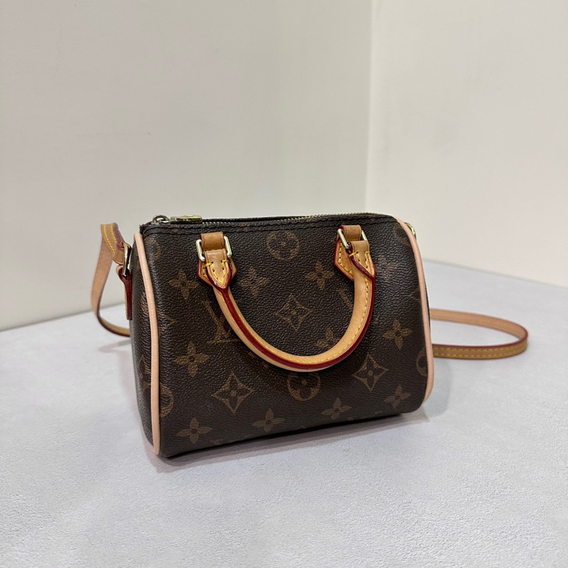 《二手中古包》 Louis Vuitton LV nano speedy 已停產 經典老花 手提包 單肩包 斜挎包