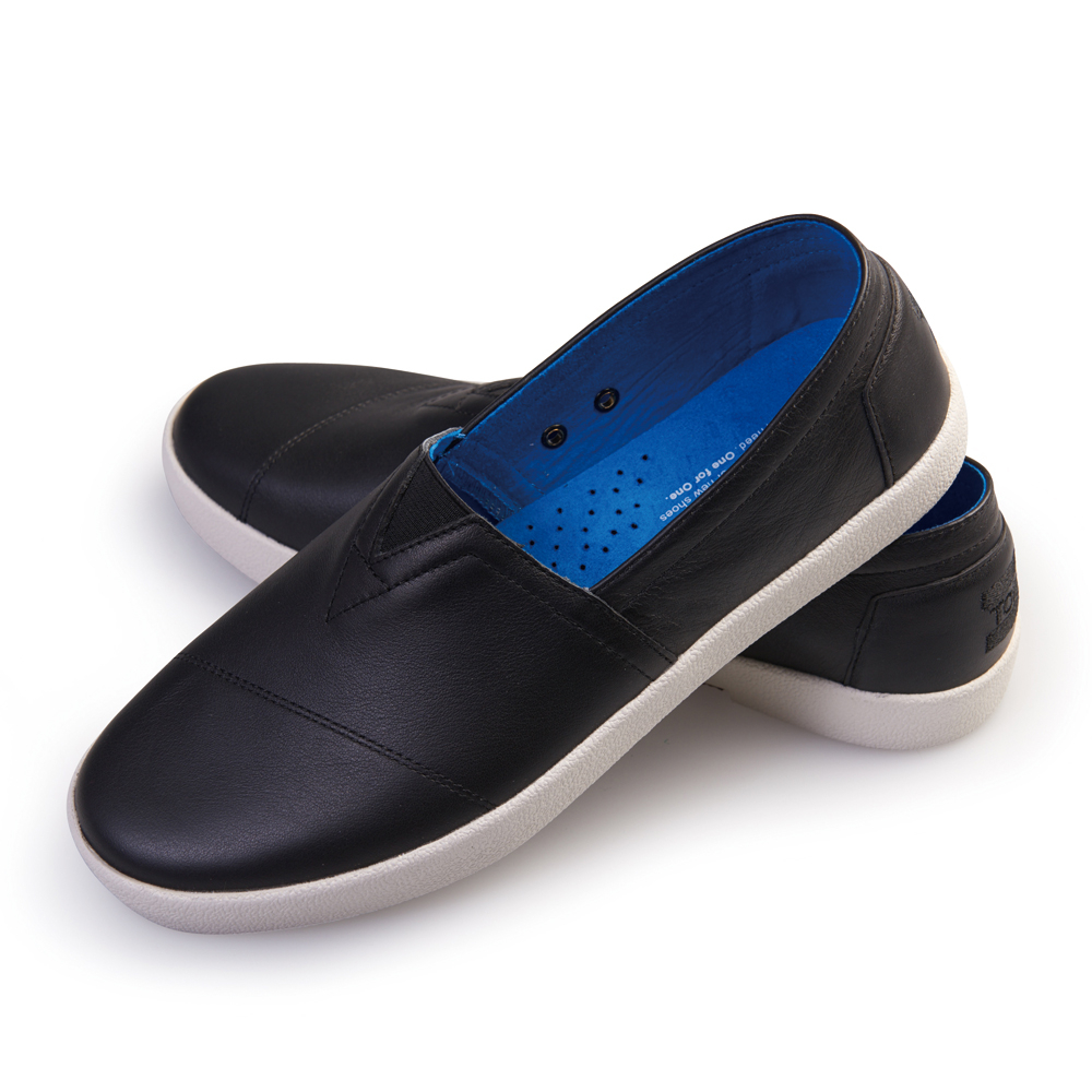 TOMS 男 黑色皮面 素面 Avalon Sneaker Leather 舒適 休閒鞋 平底鞋 懶人鞋 樂福鞋 一腳蹬