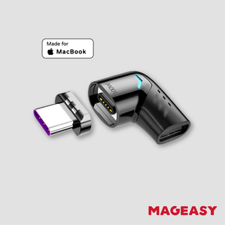 ❚ MAGEASY ❚ Macbook磁吸轉接頭 雙Type-C彎頭轉接頭 PD100W 轉接神器 OTG 轉接頭