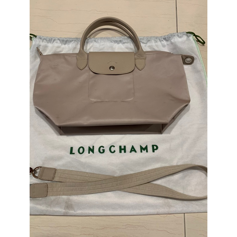 降❗️二手 Longchamp NEO 尼龍 米白色 短手柄 肩背包 側背包 斜背包