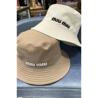 ［預購］Lins英國代購 miu miu 斜紋布漁夫帽 米/白