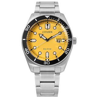 CITIZEN / 光動能 運動時尚 日期 防水100米 不鏽鋼手錶 黃色 / AW1760-81Z / 43mm