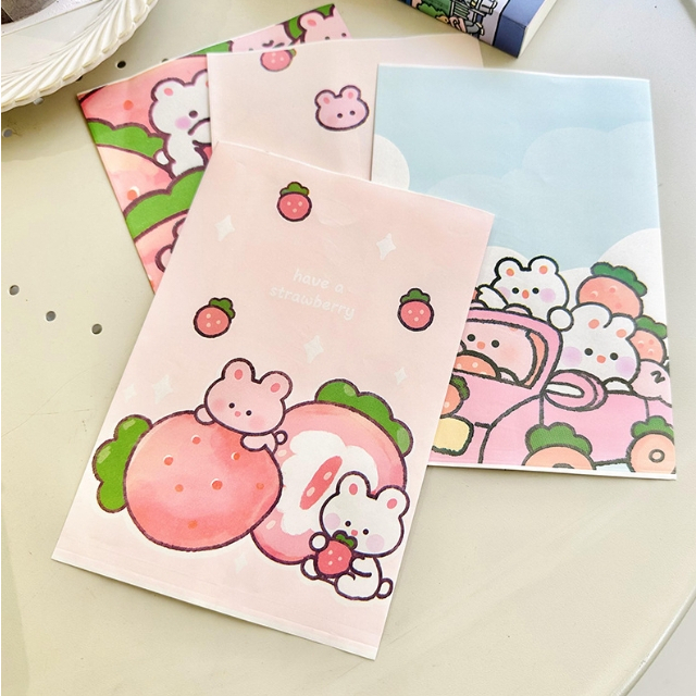 【ML嚴選】粉色草莓小紙袋 糖果紙袋 草莓兔包裝袋 禮物袋