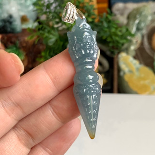 天然a貨翡翠冰藍紫牛仔藍 降魔杵玉墜J247
