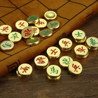 兒童金屬中國象棋帶棋盤初學者成人學生家用培訓益智金色象棋套收藏品兒童禮物