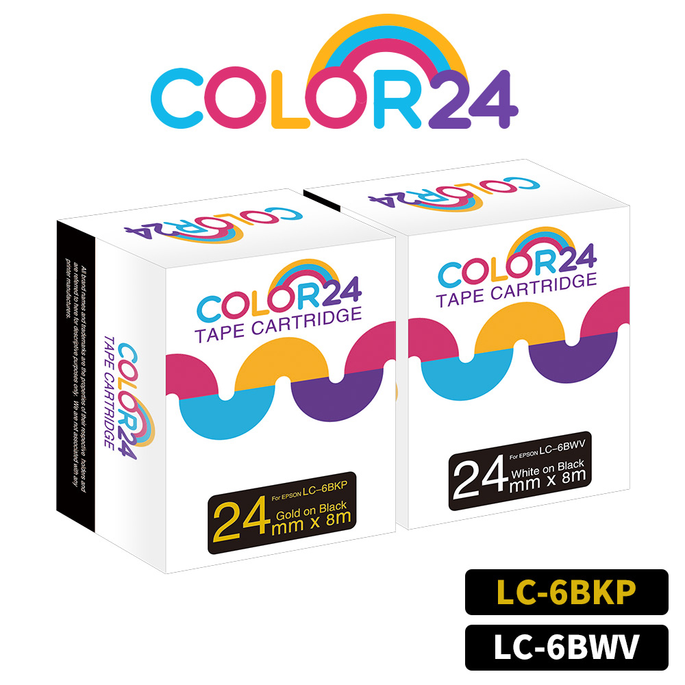 COLOR24 EPSON 白字 金字 相容 副廠 黑色 貼紙 標籤帶 標籤貼 24mm LW-700 LW-Z900
