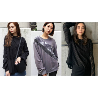 日本品牌 EMODA (エモダ) 全新專櫃商品 異素材 拼接 流蘇 袖簍空 套頭衫 雙褶皺 繞頸 T恤 上衣 三款 現貨