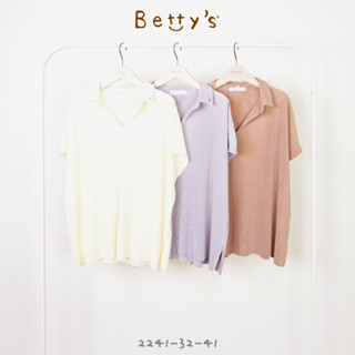 betty’s貝蒂思(21)壓紋翻領落肩開衩上衣(共三色)