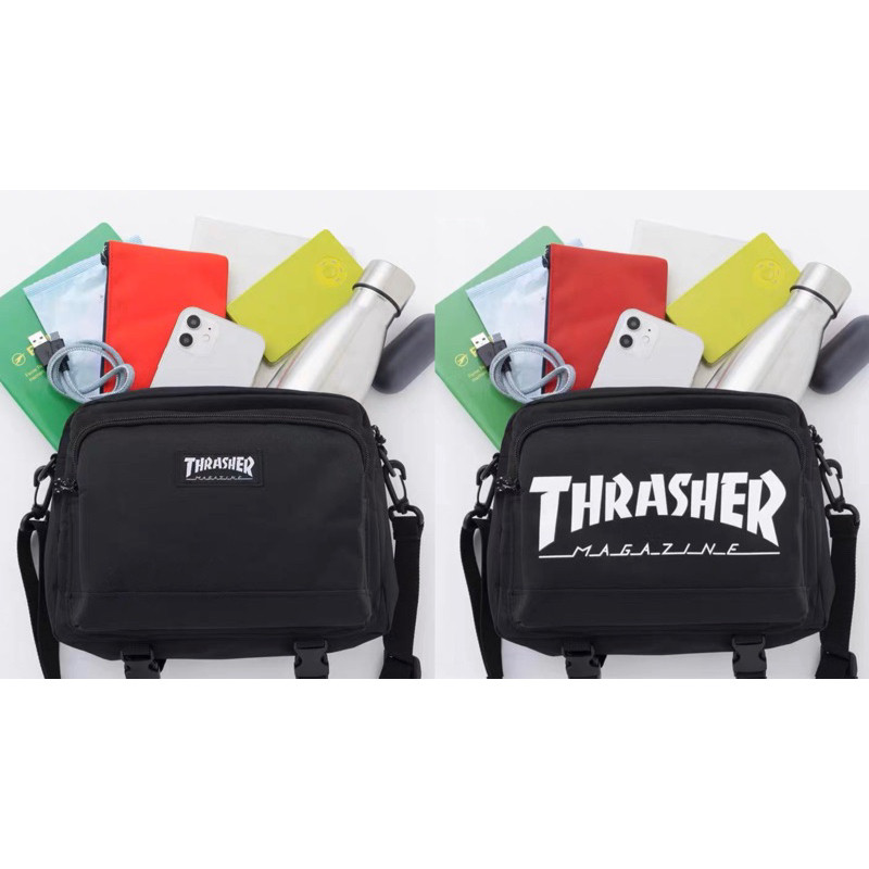 日雜附錄 THRASHER 滑板品牌 拉鍊斜背包 側背包 防潑水運動包 補習包 休閒包 肩背包 工作袋