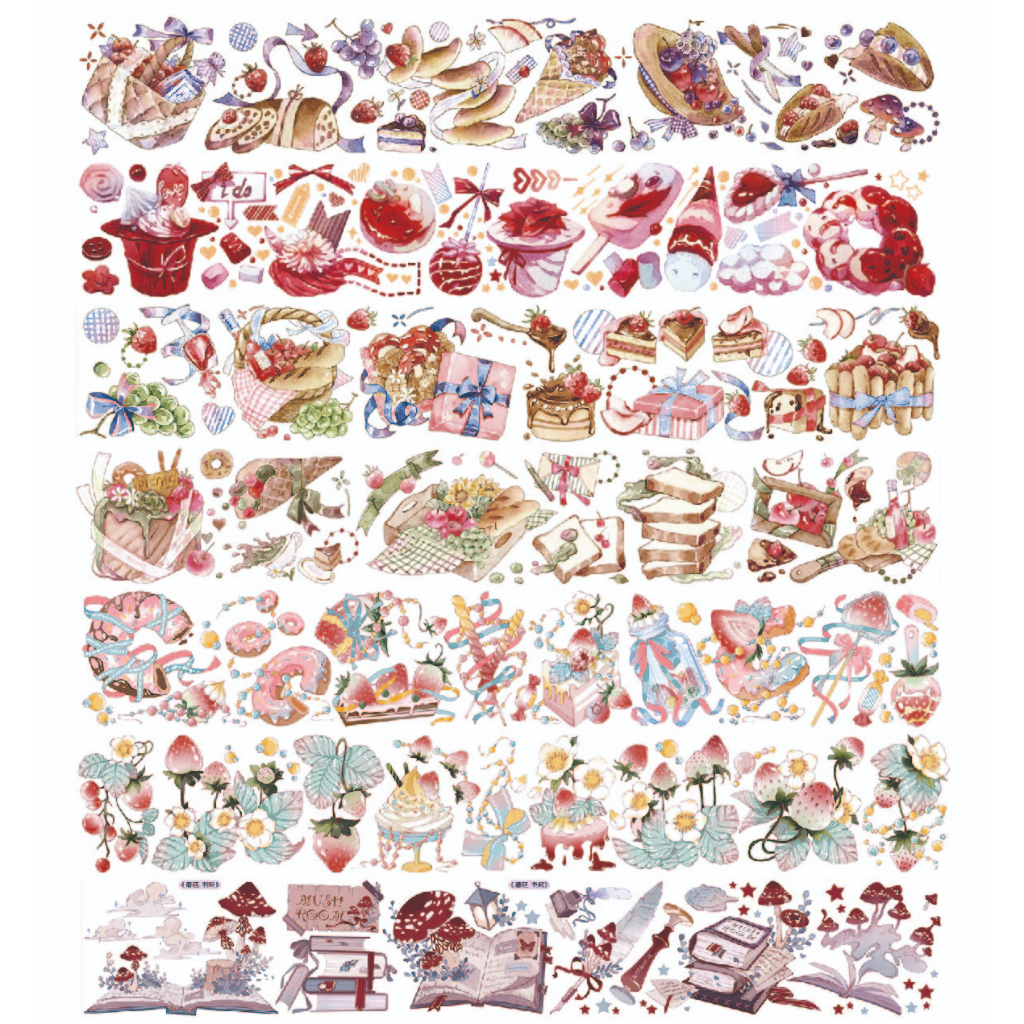 魚兒小舖 手帳膠帶 紙膠帶 裝飾膠帶 手帳素材 和紙膠帶 拼貼膠帶 霧海鯨落社團膠帶  蘑菇 甜點 甜甜圈 麵包
