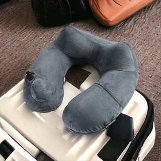 高品質 U型枕免吹氣按壓自動充氣 出差旅行枕護頸 飛機枕 枕頭 午休枕 枕頭