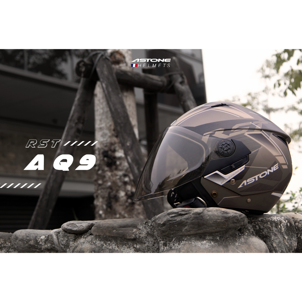 【ASTONE 官方商品】RST AQ9 消光卡其 彩繪  輕量化 內置墨片 半罩式安全帽 3/4 台中倉儲安全帽