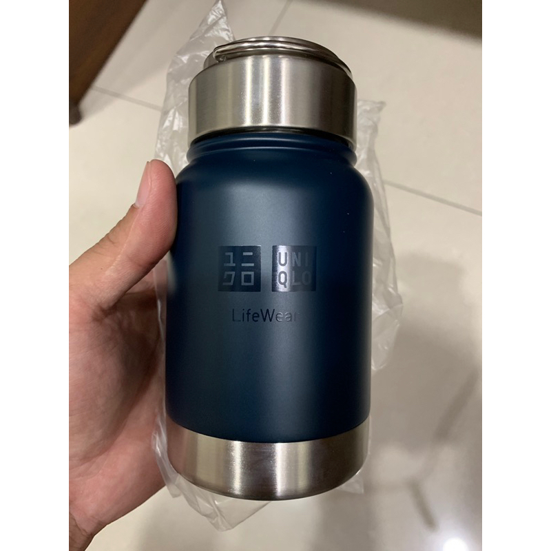 uniqlo 不鏽鋼保溫瓶350ml（深藍色）