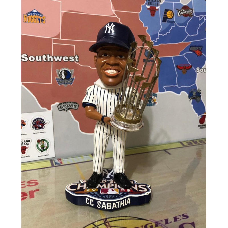 MLB公仔 紐約洋基隊 CC Sabathia 沙胖 冠軍杯 搖頭娃娃  全新含盒 全球限量 人偶 模型