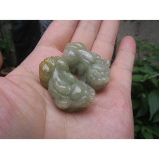 coco緬甸玉 招財黃翡貔貅翡翠擺件一對 純手工雕刻 翡翠a貨附證書 現貨在臺北市