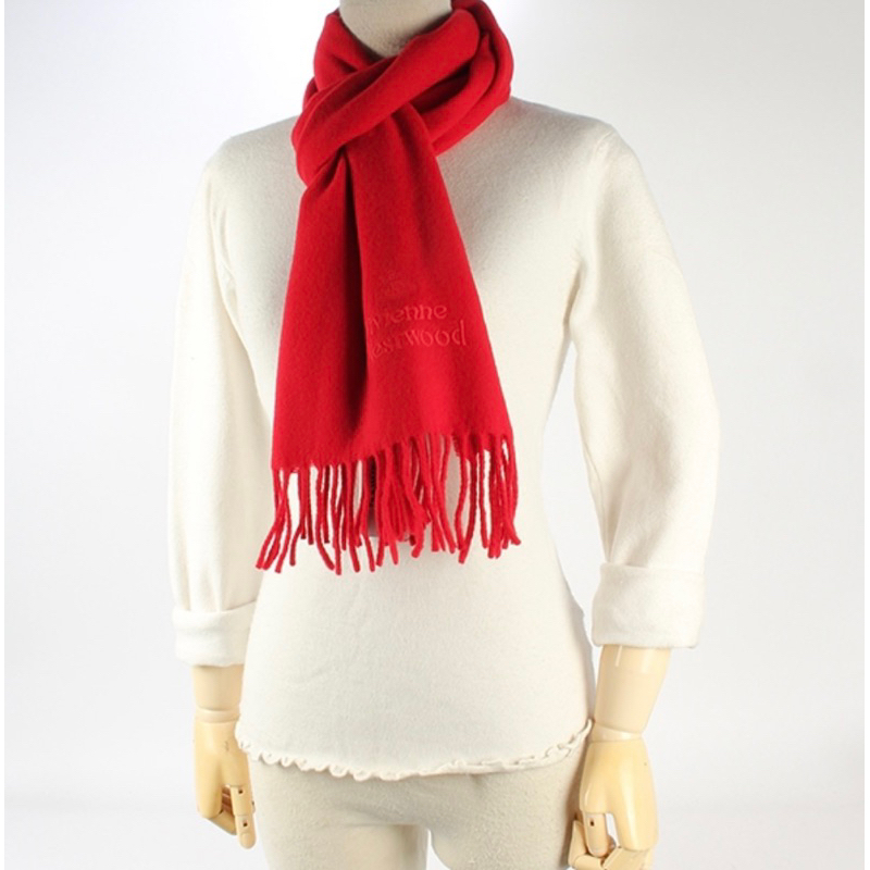 Vivienne Westwood 星球LOGO紅色羊毛圍巾