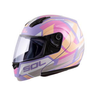 🔥現貨🔥 SOL SM3 SM-3 原子動力 紫/粉黃 可掀式 可樂帽 汽水帽 內襯全可拆 全罩 安全帽