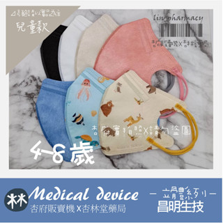 |杏府販賣機X杏林堂藥局| ▶昌明 守護天使 兒童 4-8歲 S款 滿版 莫蘭迪 3D 立體 另有成人款 醫用口罩