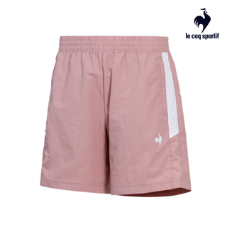 【LE COQ SPORTIF 法國公雞】防潑水潮流運動平織運動短褲-女款-櫻花粉色-LOR82881