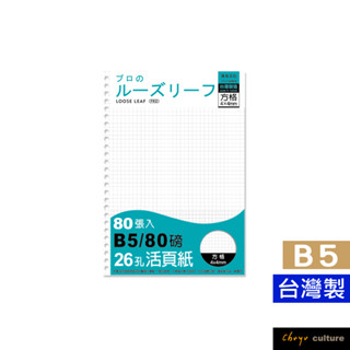 珠友 NB-26906 B5/18K 26孔活頁紙(4X4方格)(80磅)/80張