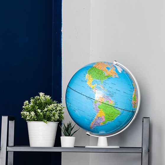 【SkyGlobe】12吋行政圖木頭底座地球儀-LED《屋外生活》地球儀 擺飾 教學