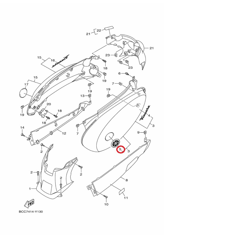 YAMAHA 原廠 Vinoora 125 X MAX  TriCity 側蓋貼紙 貼紙 料號：B74-F414B-00