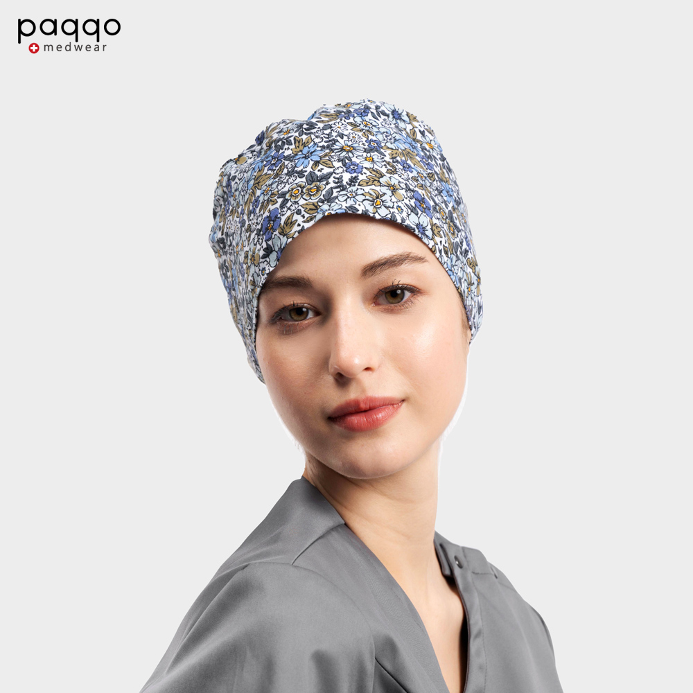 paqqo 鬆緊印花刷手帽(蘭花小女子) 手術帽 護士帽 醫療帽 牙醫診所