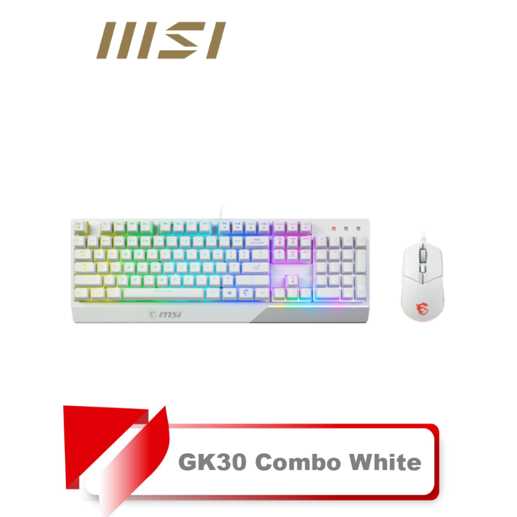 【TN STAR】MSI微星 GK30 Combo White 有線/中文/類機械/RGB/防潑水/防鬼鍵/鍵盤滑鼠組