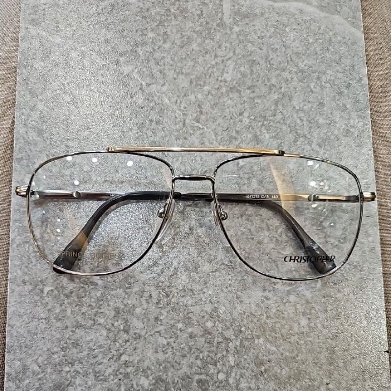 日本製 Christopher 老框 雙槓 雙樑 金槓銀框 復古 古著 老眼鏡