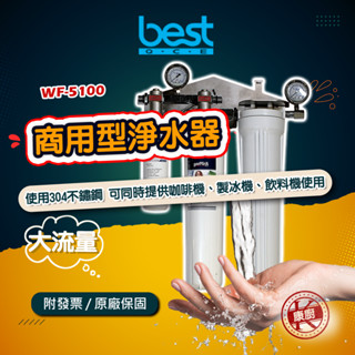 【yaffle亞爾浦】WF-5100 商用淨水器 單進單出 大流量 免插電 除氯 解決水垢 不鏽鋼接頭 含標準安裝