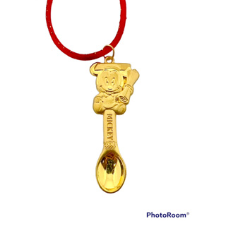 迪士尼黃金米奇金湯匙墜子(附送紅繩項鍊) 黃金米奇墜子 黃金金湯子墜子 黃金重量0.50錢 (全新品)