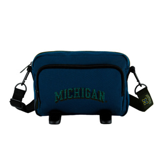 NCAA 側背包 密西根 深藍 格紋LOGO 多夾層 斜背包 包包 7325171980