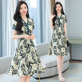 雅麗安娜 洋裝 A字裙 連身裙M-3XL韓版洋氣雪紡裙子中年女裝夏裝氣質中老年夏季連身裙T105-8051.