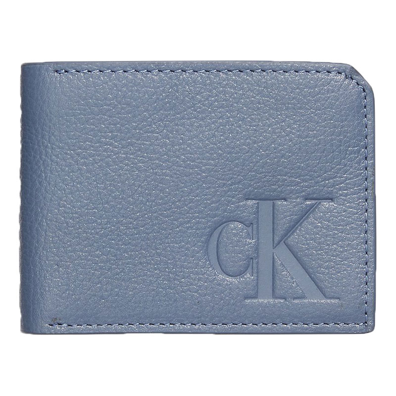 Calvin Klein 827782027380 PEBBLE SLIM BIFOLD 荔枝紋 卡包 短夾 (藍色)