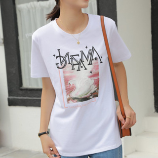 雅麗安娜 短袖上衣 T恤 上衣M-2XL字母設計寬鬆t恤短袖氣質休閒上衣H412-611.無標