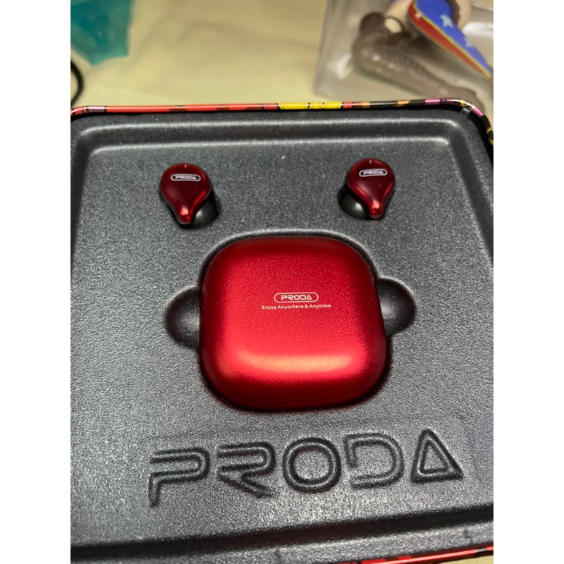 賣場最便宜 鐵盒 方盒 正版 PRODA PD-999 機器人TWS 真無線立體聲藍牙耳機 高單價3C 高音質 酒紅色