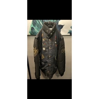 neighborhood nbhd 外套 背心 兩穿 Jacket 貼布印花 fuku 袖子可拆 騎士夾克 size:M