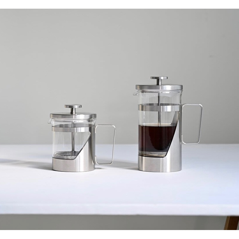 我的咖啡時光 日本玻璃王 HARIO THSV-2-HSV 胖胖銀咖啡濾壓壺 法式 沖茶器 300ML 約2人份